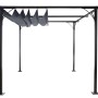 Graue MCW Pergola C42 3,5x3,5m mit variablem Schiebedach für Terrasse & Garten.