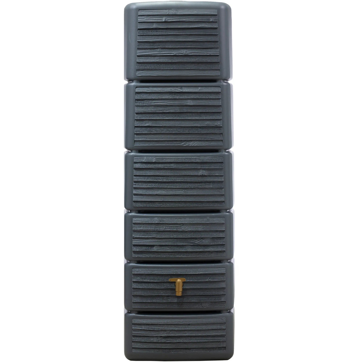 4rain Wandtank Slim Wood Decor 330 l in Graphite Grey mit Auslaufhahn.