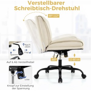 Costway Schneidersitz Stuhl mit Rollen Drehstuhl Ohne Armlehnen Beige