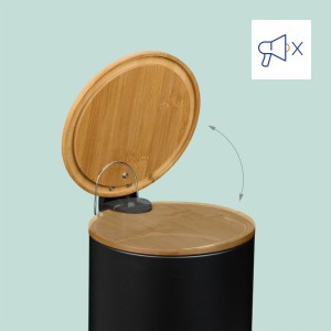 Relaxdays Kosmetikeimer Eisen Bambus Kunststoff Schwarz Softclose 26 cm x 20,5 cm x 25 cm 0,9 kg