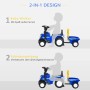 Blaues HOMCOM Kinder Rutschauto mit Anhänger, als Laufhilfe und Schiebespielzeug. 2-in-1 Kindertraktor.