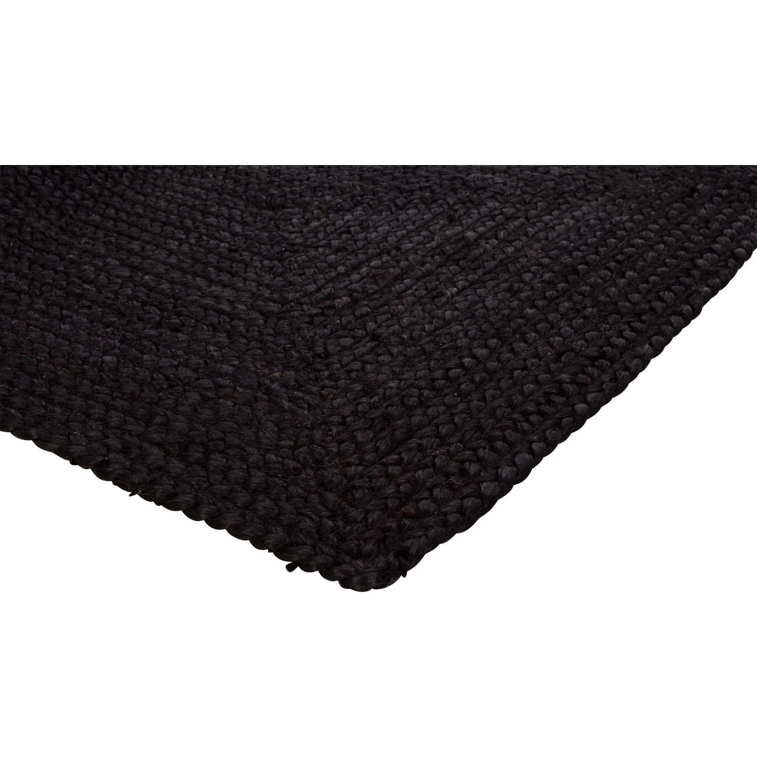 Schwarzer OBI Jute Teppich, 60x90 cm, Detailansicht der Textur.