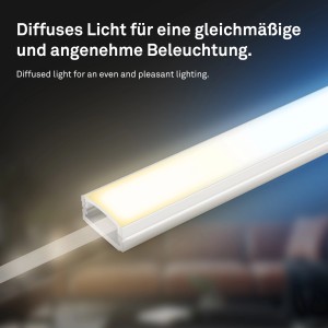 Briloner LED-Streifen Aluminiumprofil, selbstklebend, 2 m, alu-weiß, für gedämpftes Licht.