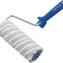 LUX Dispersionsroller 18cm, Polyester, grau-gestreift, Kurzflor, mit blauem Griff.