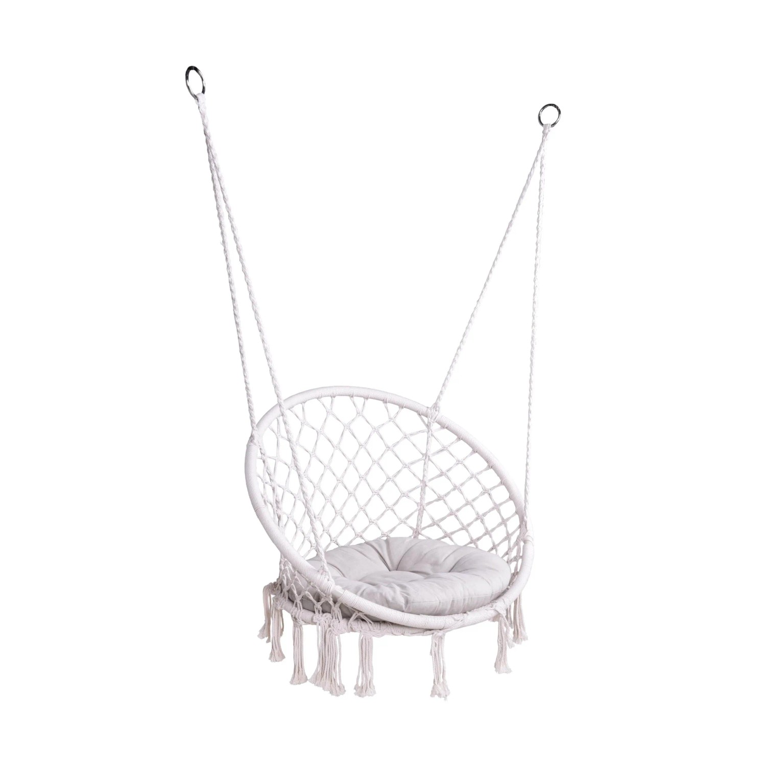 DELUKE Hängesessel ANGERS Geflecht Weiß Polyester Hängesitz Hängekorb Aufhängung Indoor Outdoor Schlafzimmer/Garten