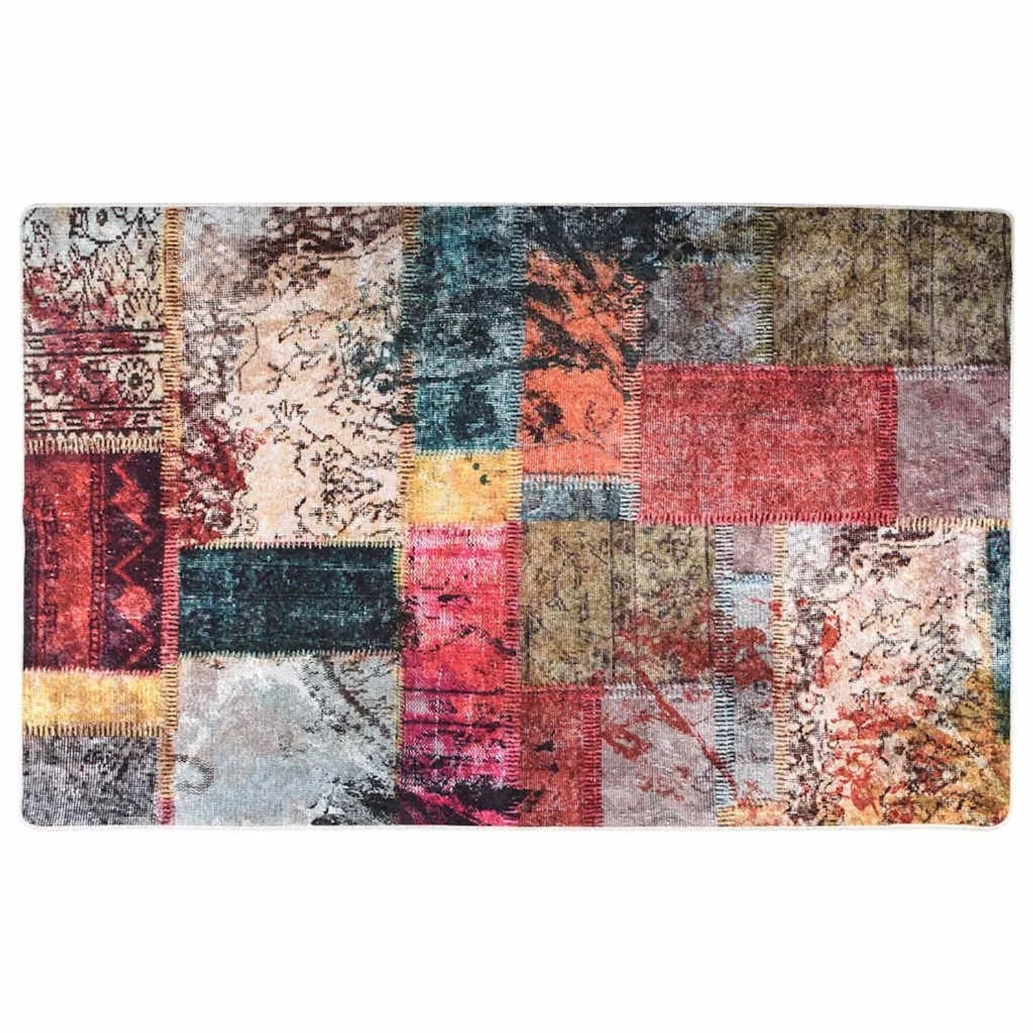 vidaXL Teppich Waschbar Patchwork Mehrfarbig 160x230 cm Rutschfest 337967