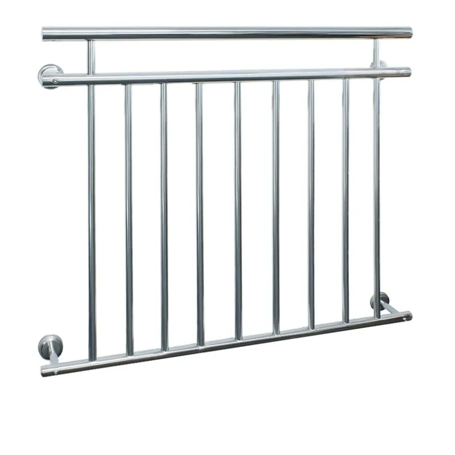 ECD Germany Französischer Balkon 90 x 128 cm Silber aus Edelstahl