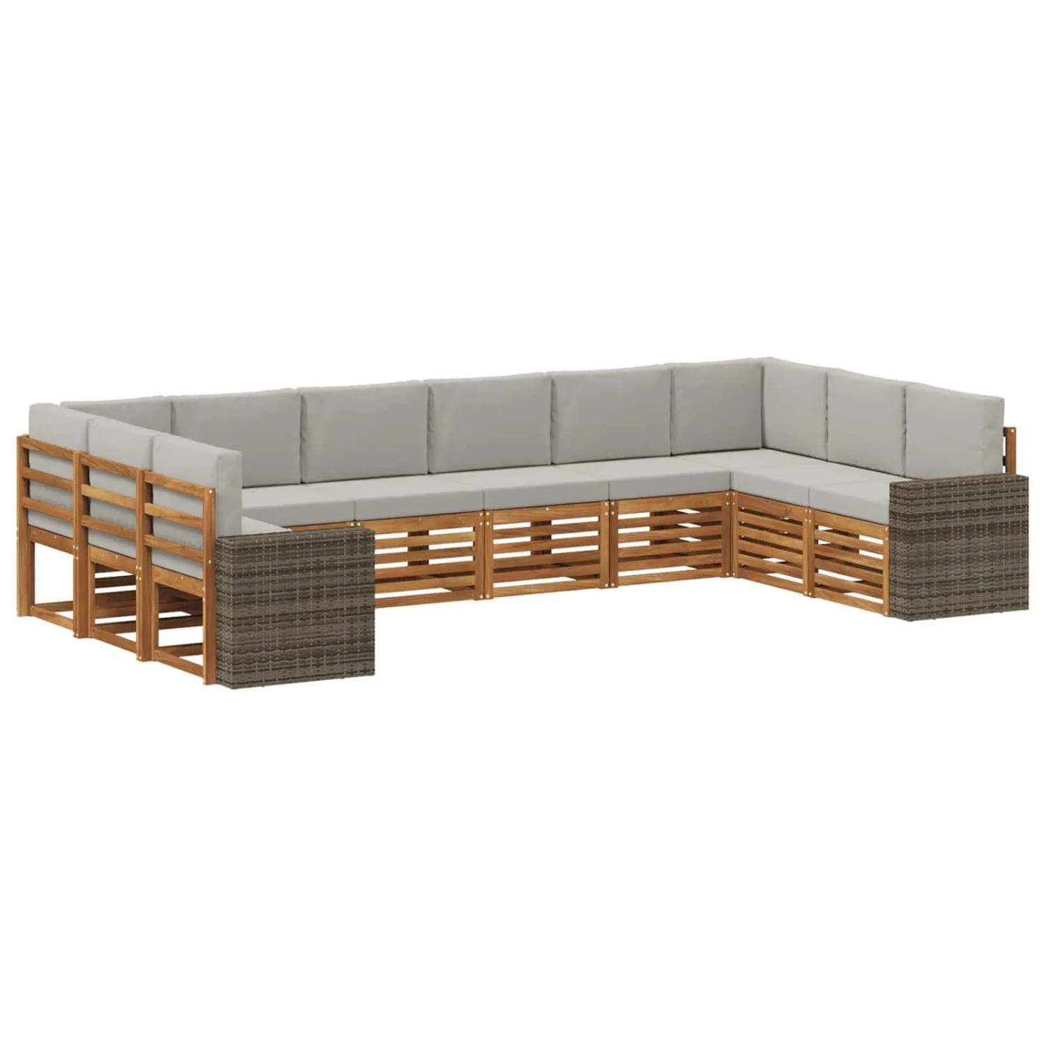 vidaXL Outdoor-Sofagarnitur 10 Stk Natur und Hellgrau Polyester 3384907