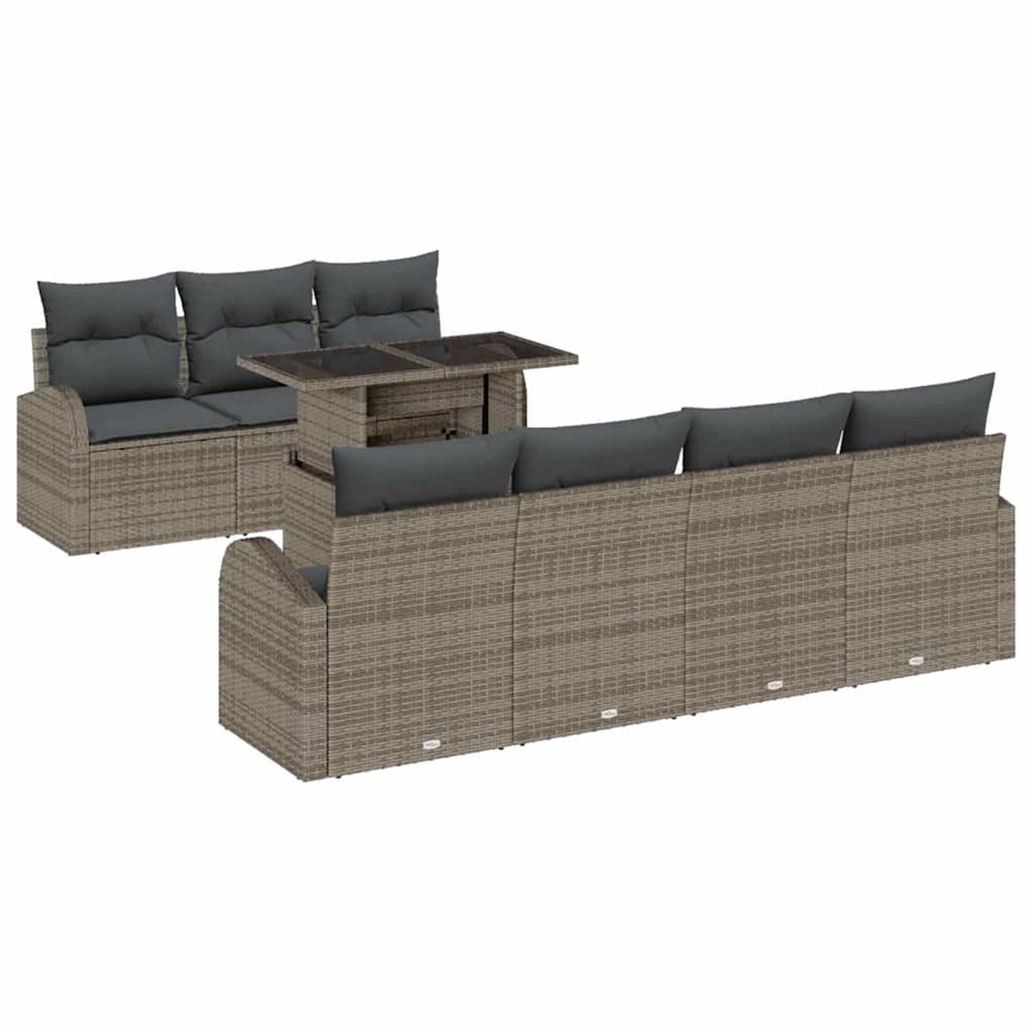 vidaXL Garten-Sofa-Set mit Kissen 8-Tlg Grau Poly Rattan 3348585 günstig online kaufen