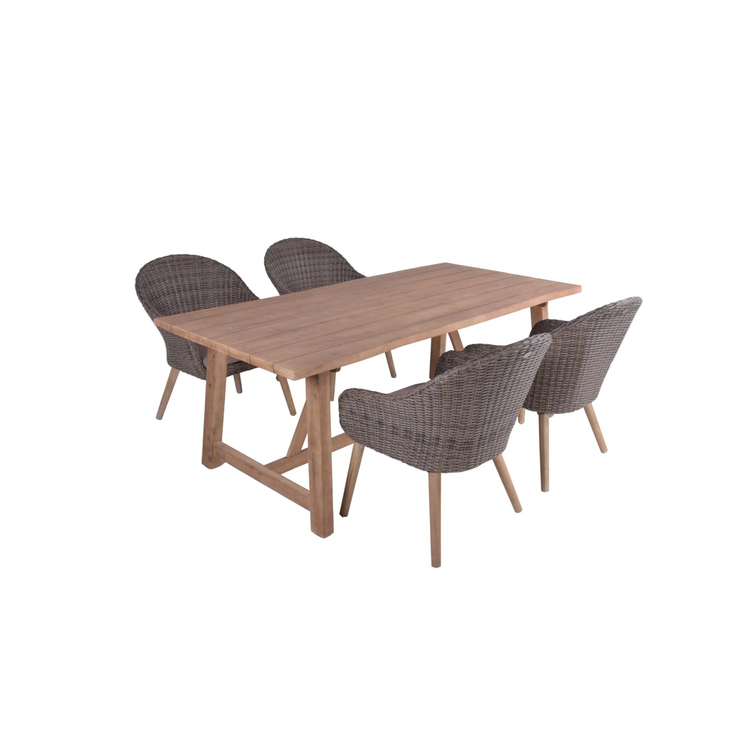 DELUKE Garten-Sitzgruppe PEER 5-tlg. Akazie Pfefferbraun Gartenmöbel-Set Gartengarnitur Garten-Essgruppe Stühle C Esstis...