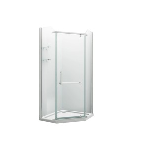 Glasdeals Fünfeck-Duschkabine PENTAGONO 90x90 cm mit ESG-Glas und Griff.