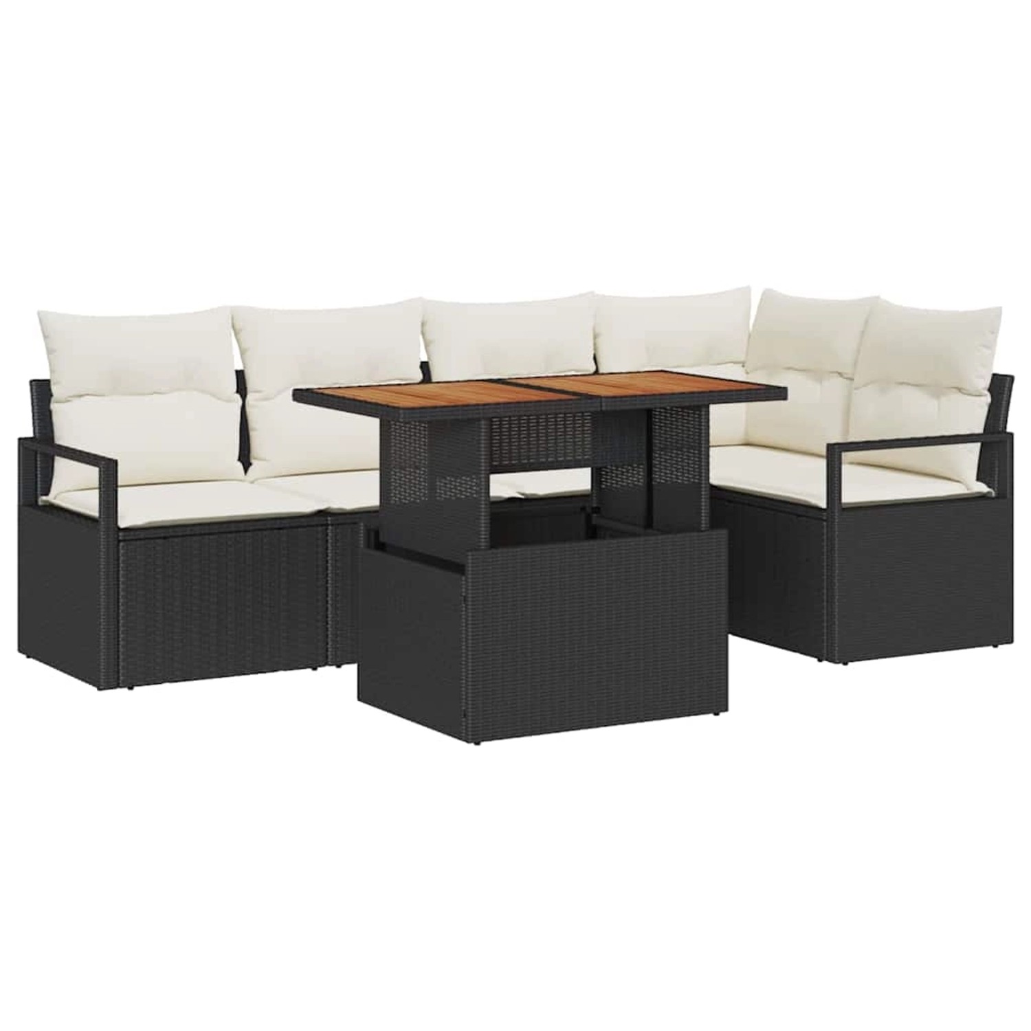 vidaXL Garten-Sofa-Set mit Speicher 6-Tlg Schwarz Poly Rattan 3358448 günstig online kaufen
