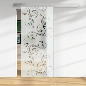 Glasschiebetür mit Siebdruck Dekor 36/35, ESG Floatglas, für barrierefreies Wohnen.