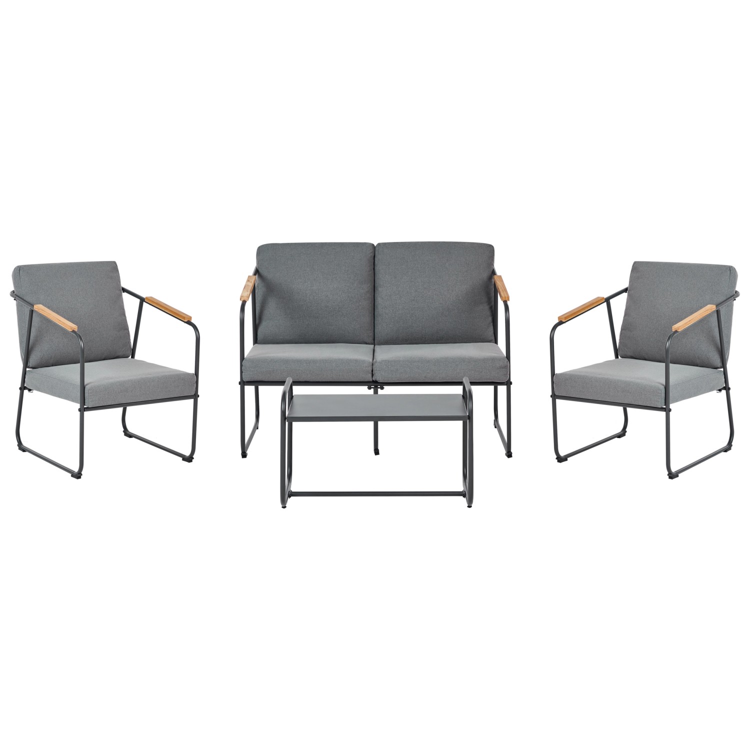 Beliani Lounge Set VEZZANA Grau Heller Holzfarbton Schwarz