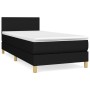 Schwarzes vidaXL Boxspringbett (90x190 cm) mit Matratze und Kopfteil.