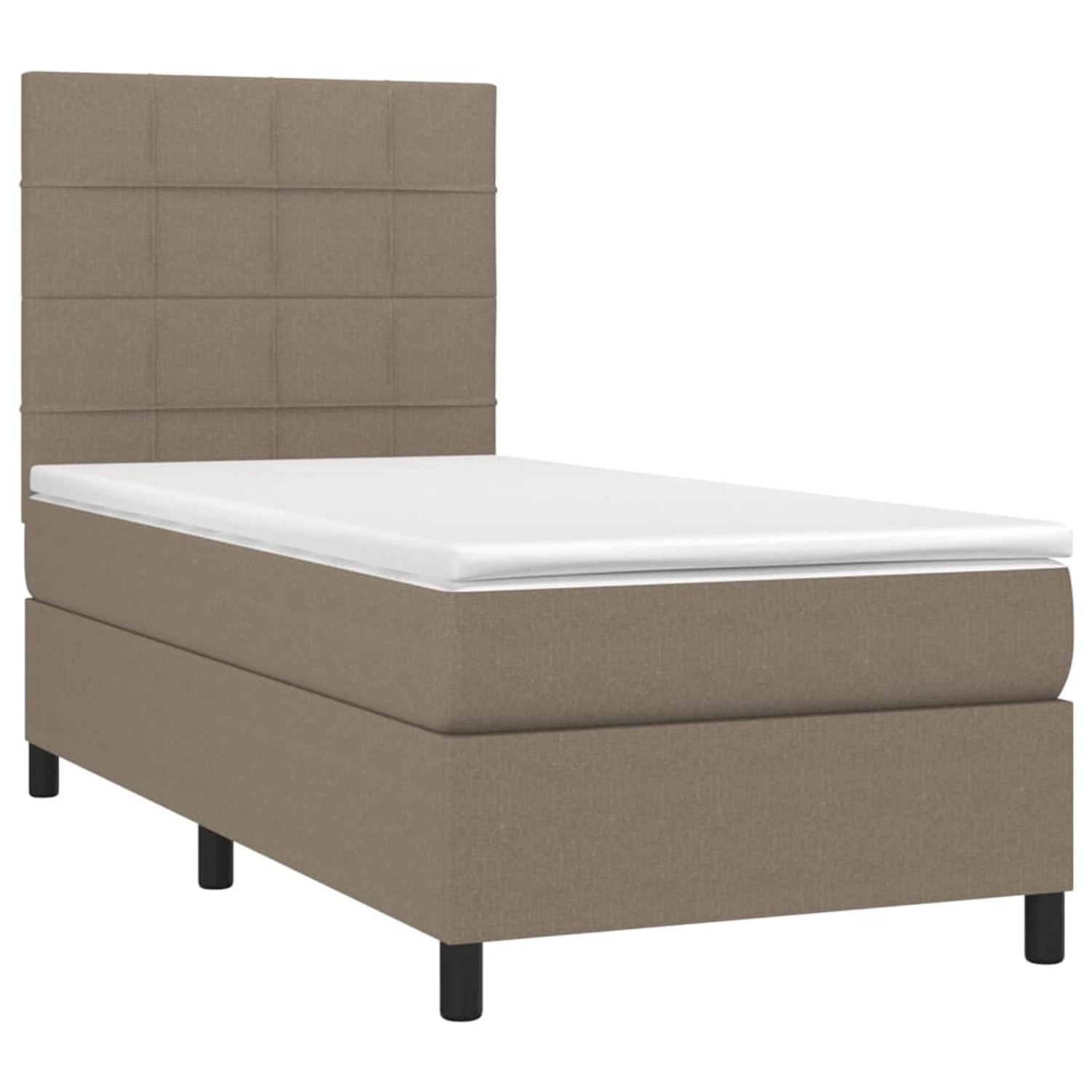 vidaXL Boxspringbett mit Matratze & LED Taupe 90x200 cm Stoff 3134849 günstig online kaufen