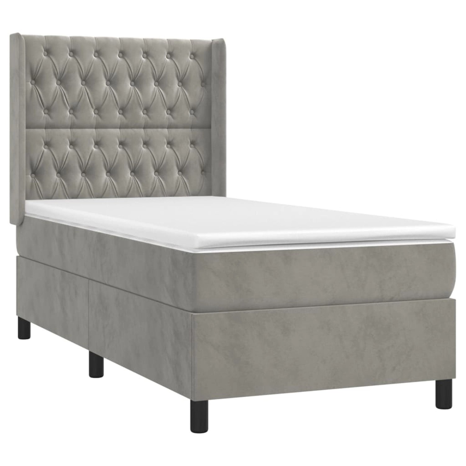 vidaXL Boxspringbett mit Matratze & LED Hellgrau 90x200 cm Samt 3139721 günstig online kaufen