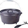 El Fuego Dutch Oven (11,28 l) aus Gusseisen, schwarz, mit Deckelheber und Bügel.