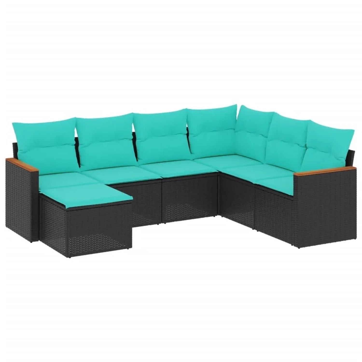 vidaXL 7-Tlg Gartensofa-Set mit Kissen Schwarz Polyrattan 3226204 günstig online kaufen