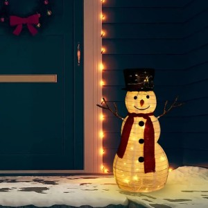 vidaXL LED-Schneemann Weihnachtsfigur Luxus-Stoff 60 cm 329759