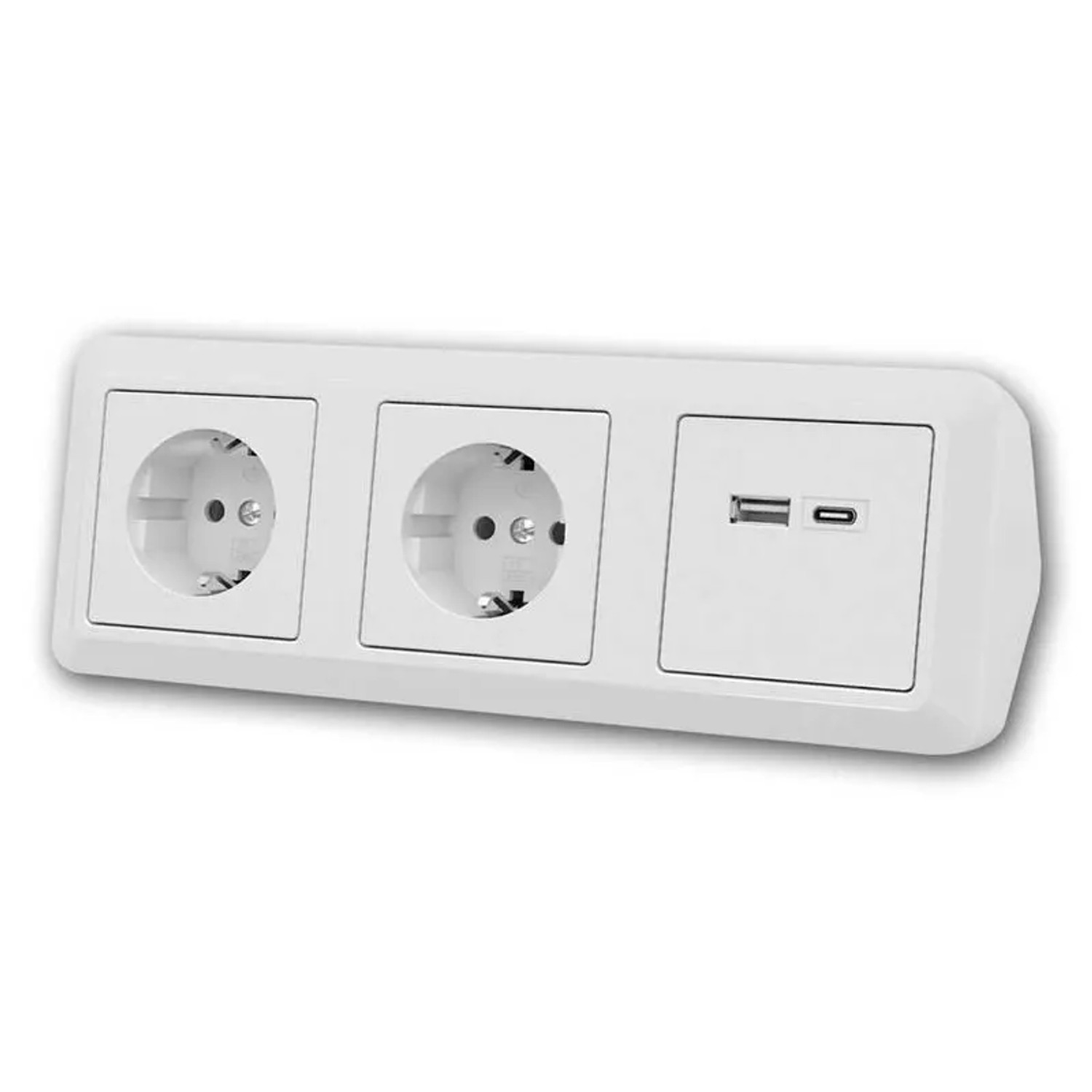 McPower CUP Aufbau Steckdosenblock Weiß 2-Fach USB A&C