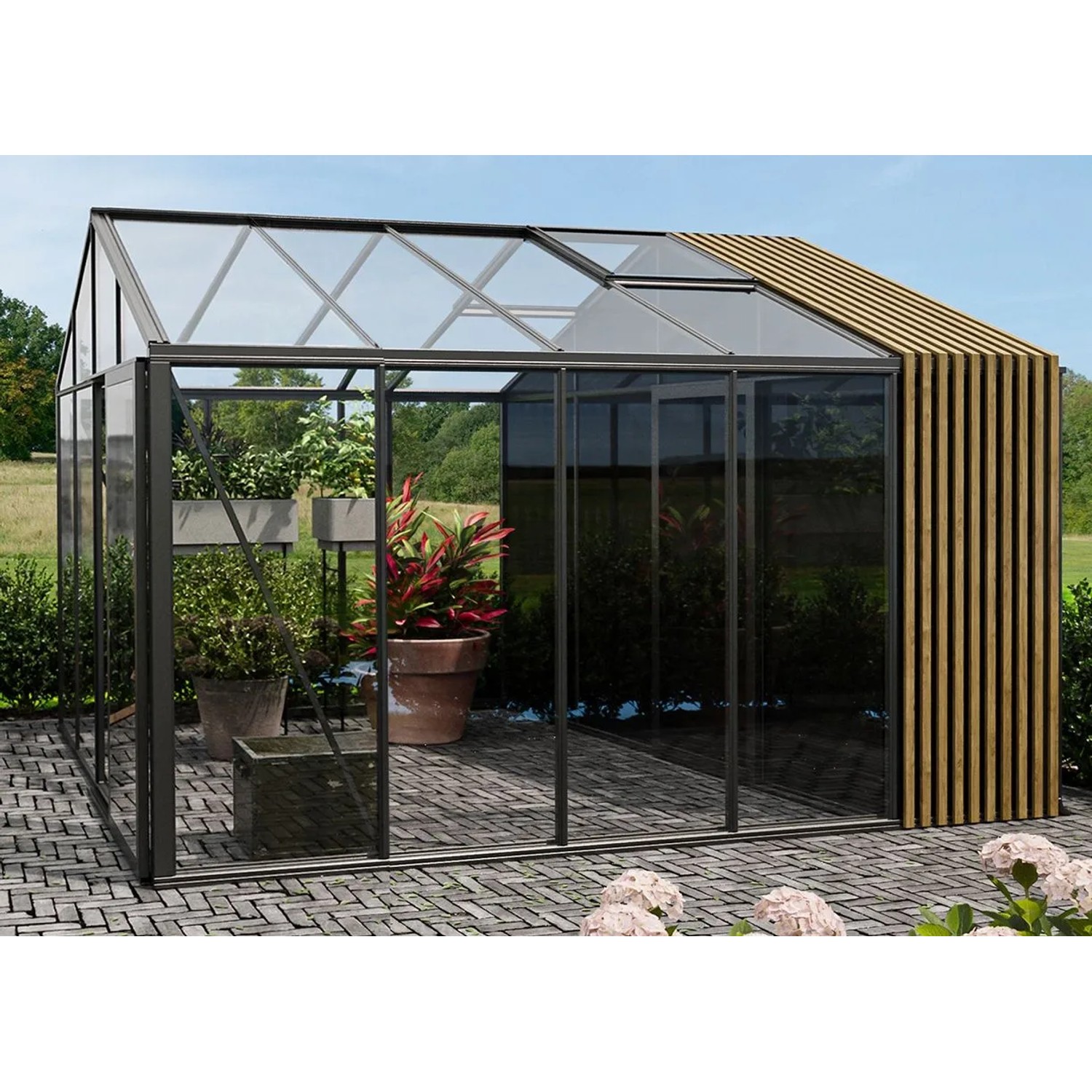 Bloomcabin Premium-Qualität Gewächshaus Klassik mit Kleinem Integriertem Stauraum mit Accoya-Fusion GHCSSAF11