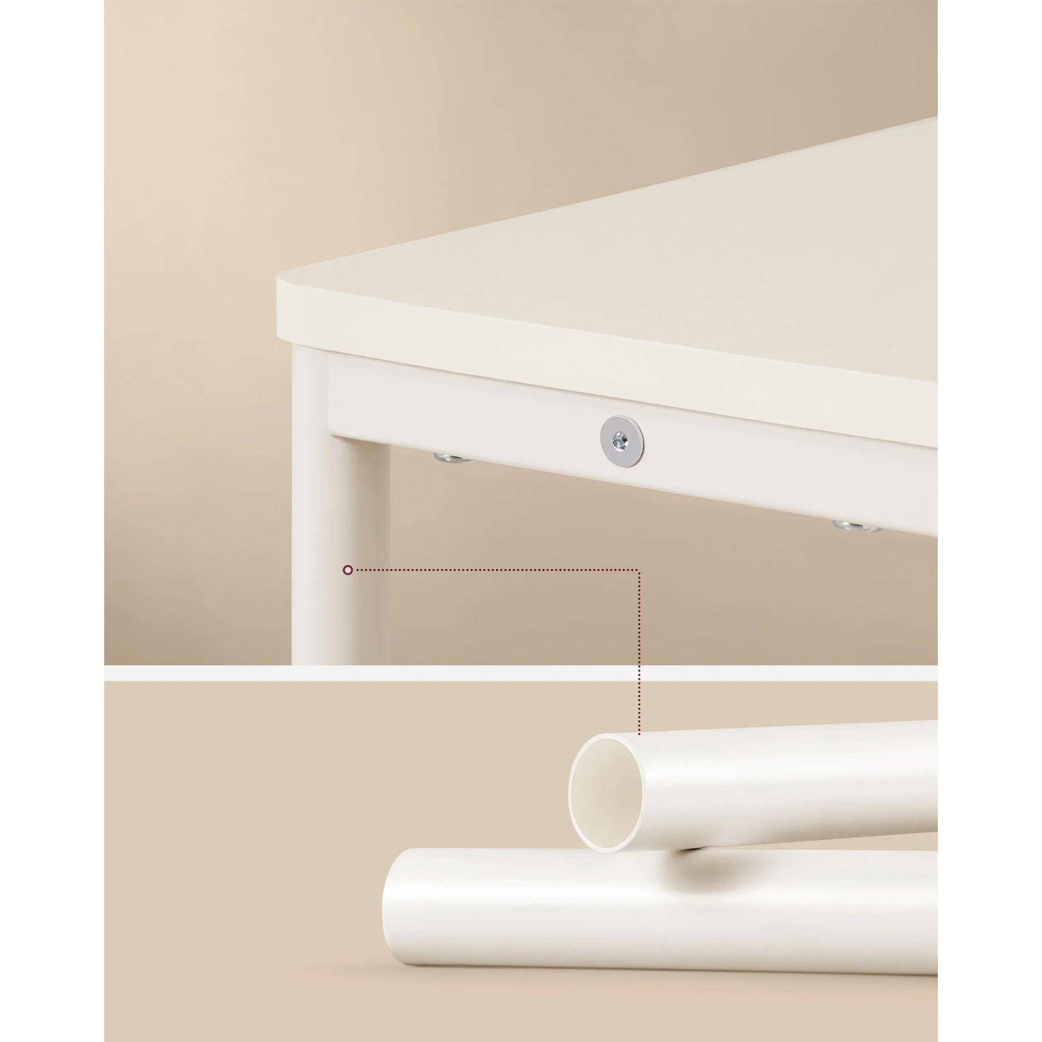 Detailaufnahme: Weißer Songmics Nachttisch Barnet-old mit Ladefunktion, schmale Bauweise.