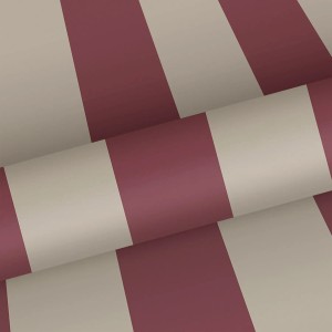 Sanders & Sanders Vliestapete mit Streifen in Dunkelrot und Beige.