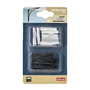 Dolle Schrauben- und Dübelset MetalKon Fix, 8-teilig, schwarz matt, für Regalböden und Möbelbau.