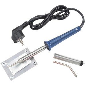 LUX Lötkolben-Set 60 W mit Ablageständer und Zubehör für Elektroinstallationen und feine Lötarbeiten.