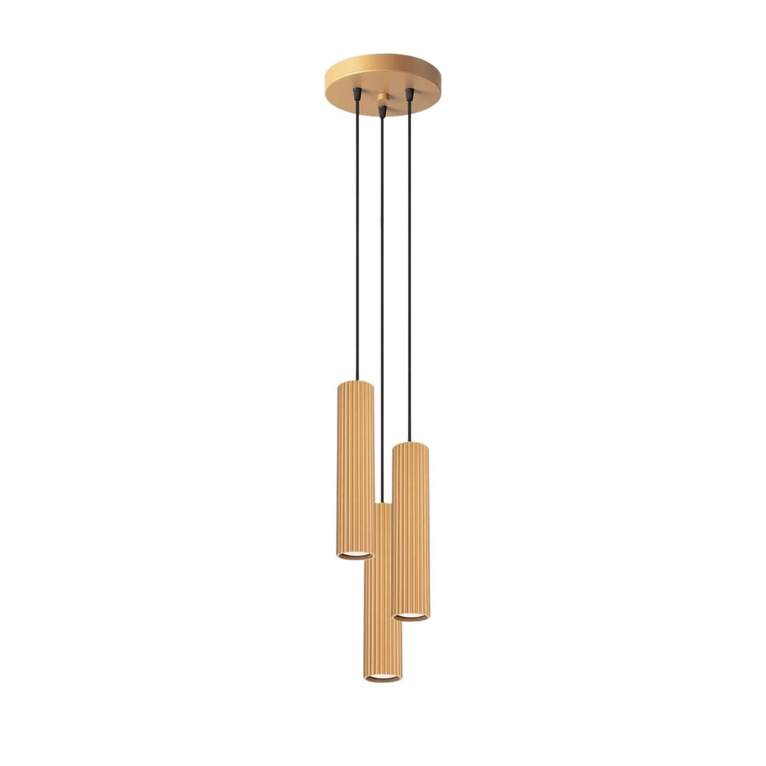 Licht-Erlebnisse Hängeleuchte Modern 19,5 CM Breit Aluminium GU10 In Gold 3-Flammig Modern