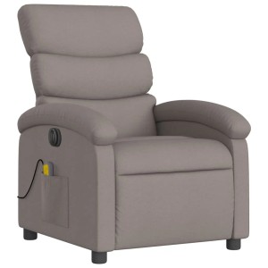 Elektrischer Massagesessel in Taupe mit Stoffbezug und Vibrationsfunktion.