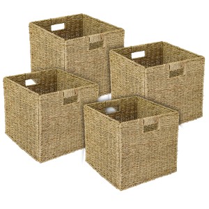 HMF Aufbewahrungskorb Korb Geflochten Seegras Kallax 32 x 34 x 32 cm 4er Set