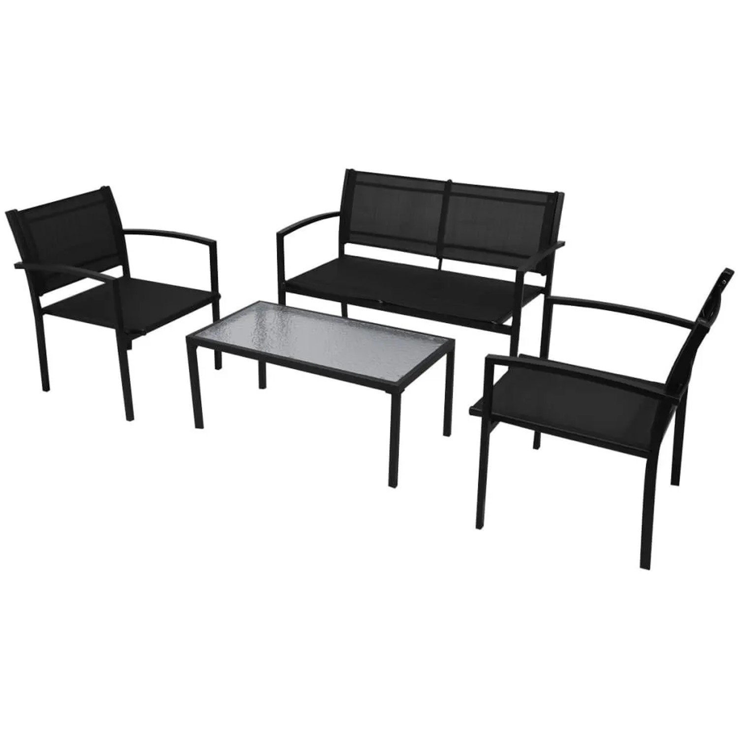 Furnicato 4-tlg Garten-lounge-set Textilene Schwarz