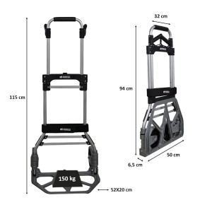 PROREGAL Klappbare Profi-Sackkarre ELEPHANT, Aluminium, Traglast 150kg, Werkstattwagen