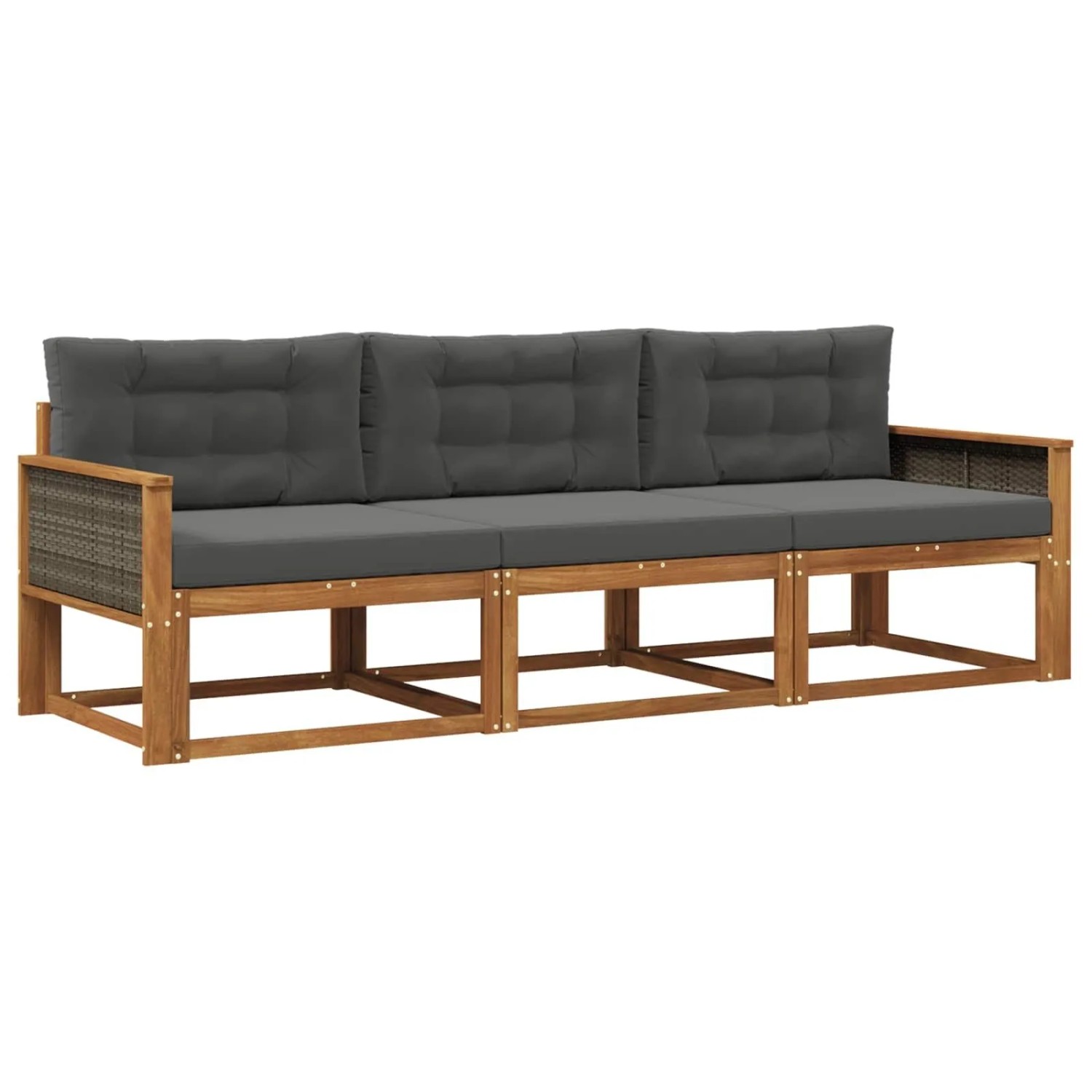 vidaXL Outdoor-Sofagarnitur mit Kissen 3 Stk Natur und Anthrazit 3382300