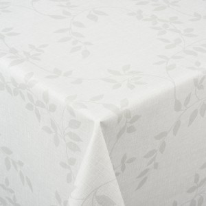 Venilia Tischdecke Véniline Leaf Grau, Meterware mit Blätter-Design.