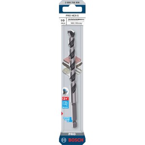 Bosch Pro Hex-5 Bohrer 10 mm, silber, mit Sechskantschaft. Langlebig für Stein, Beton, Ziegel.