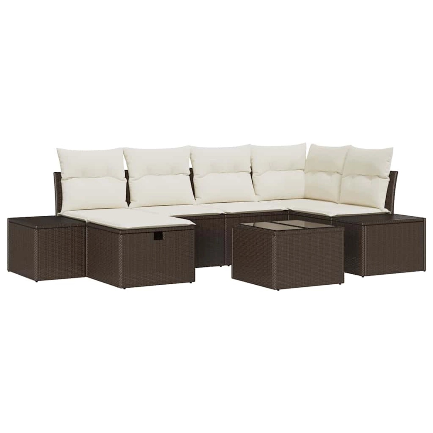 vidaXL 7-Teiliges Gartensofaset mit Kissen aus Braunem Poly Rattan 3359387 günstig online kaufen