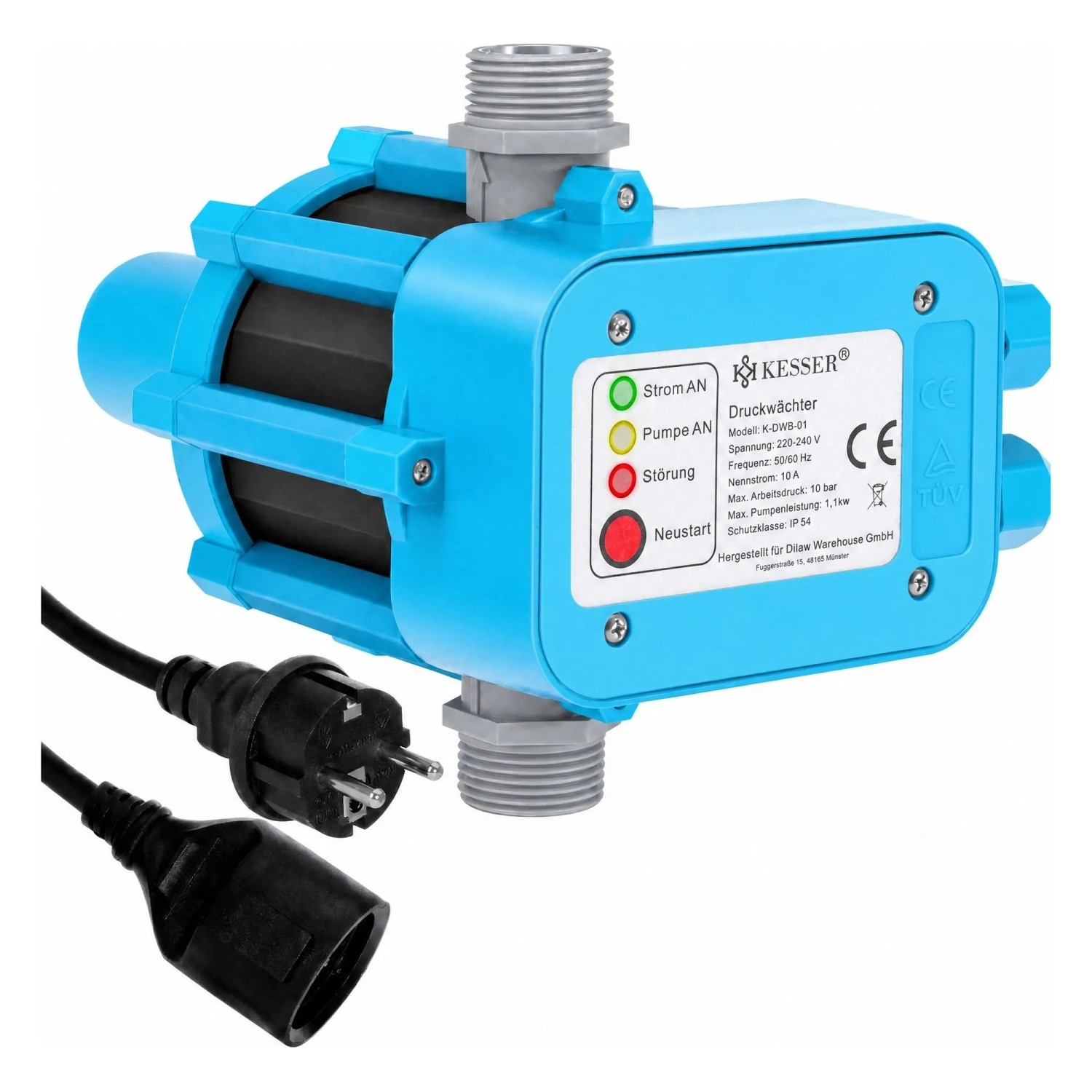 KESSER Druckschalter Pumpensteuerung Gartenbewässerung 1.1 kW Blau