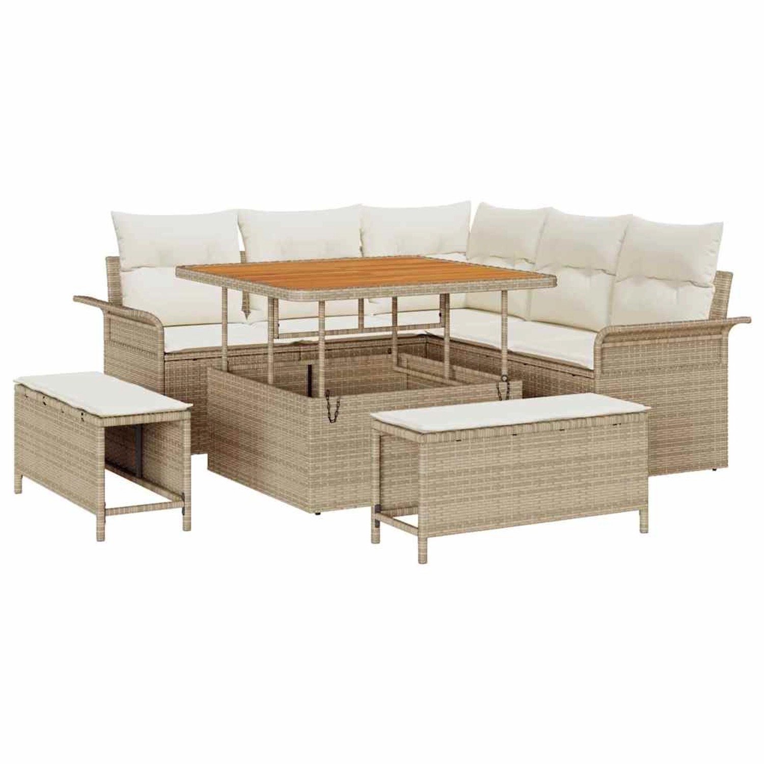vidaXL Garten-Sofa-Set Höhenverstellbar 8-Tlg Beige Poly Rattan 3362126 günstig online kaufen