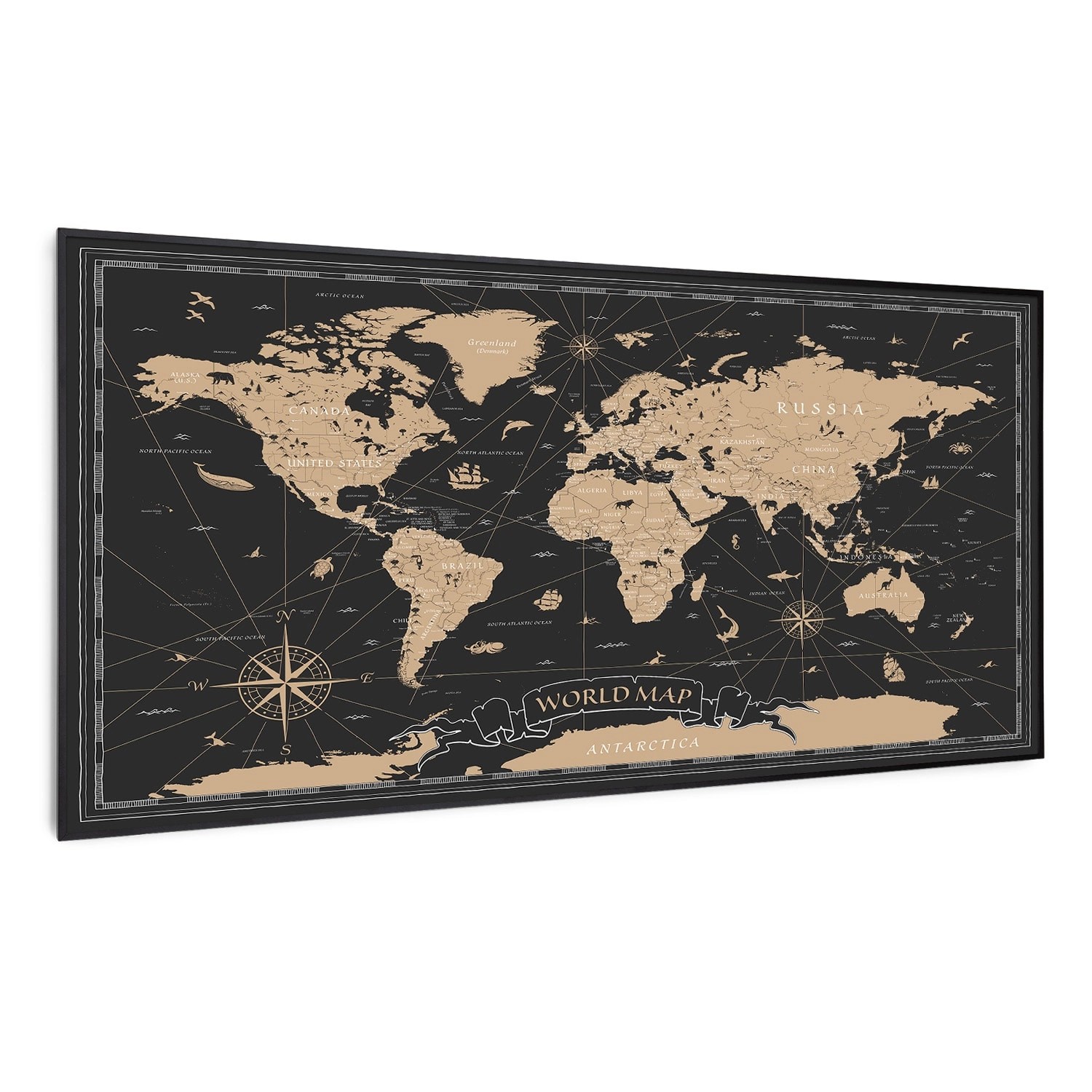 Klarstein Wonderwall Air Art Smart Infrarotheizung Wandinstallation App-Steuerung Motiv Nachtkarte 120x60 cm 700 W Schwa...