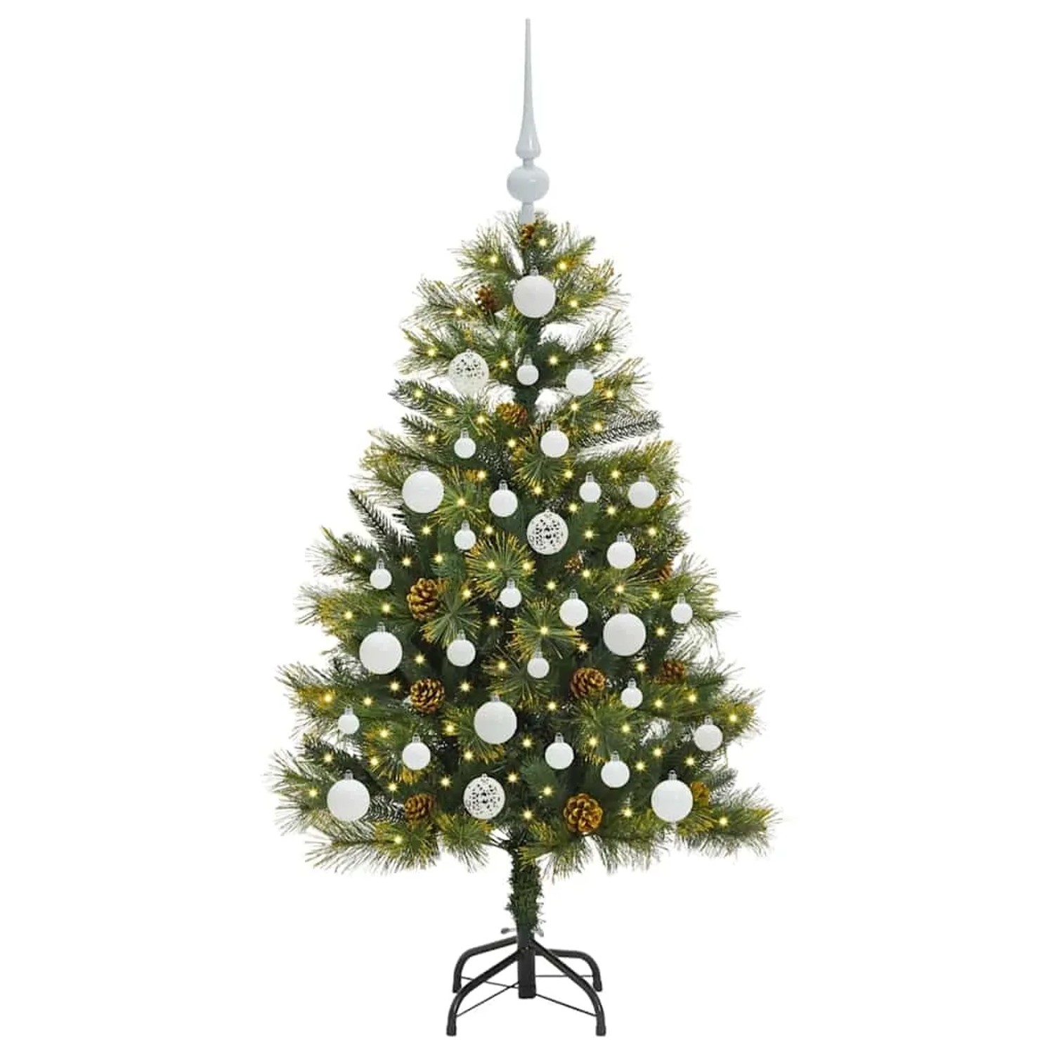 vidaXL Künstlicher Klapp-Weihnachtsbaum mit Tannenzapfen Grün 120 cm 3395074