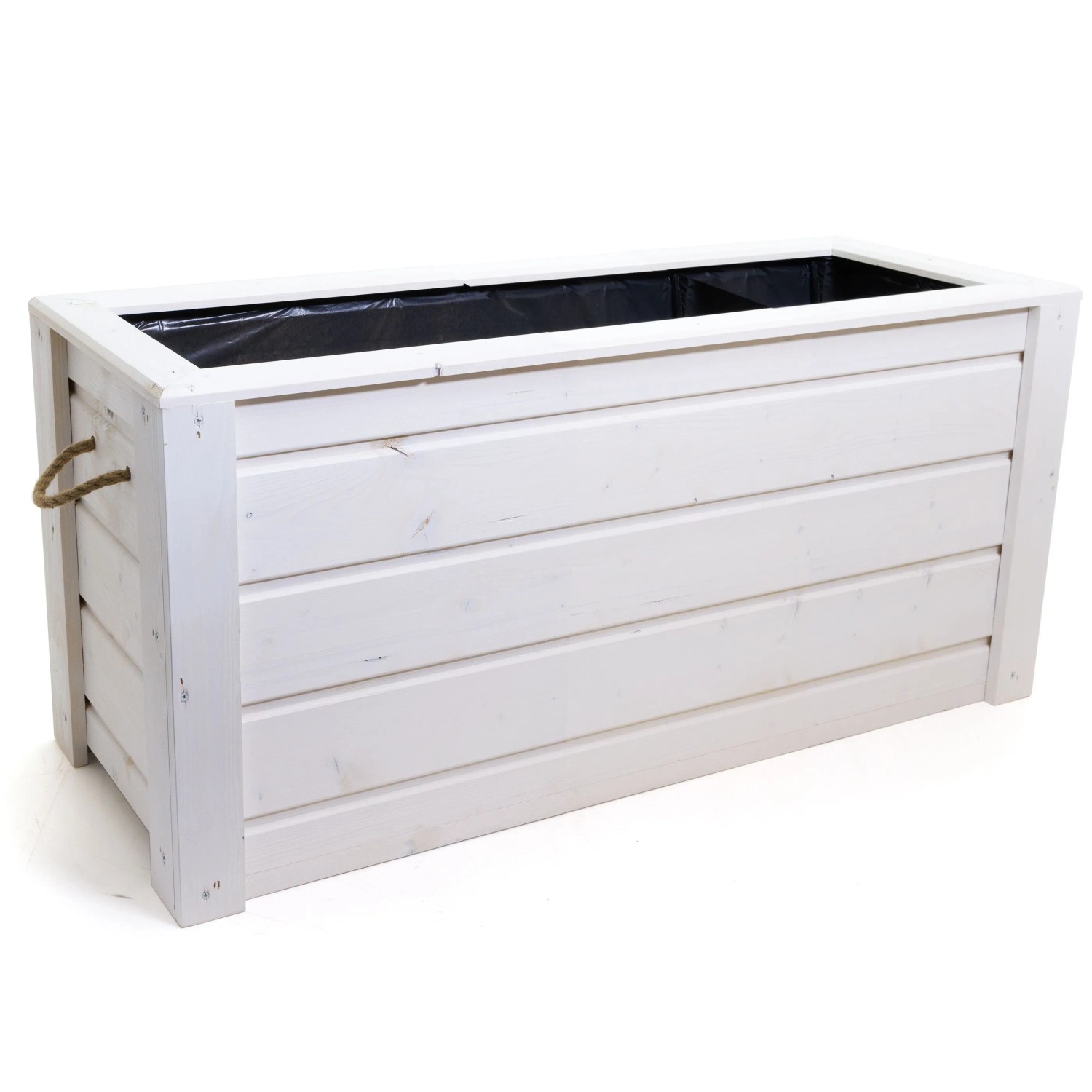 HolzFee Pflanzkasten Flair mit Seilgriffe Skandinavische Fichte Weiß Holz Hoch 100 x 40 x 48 cm