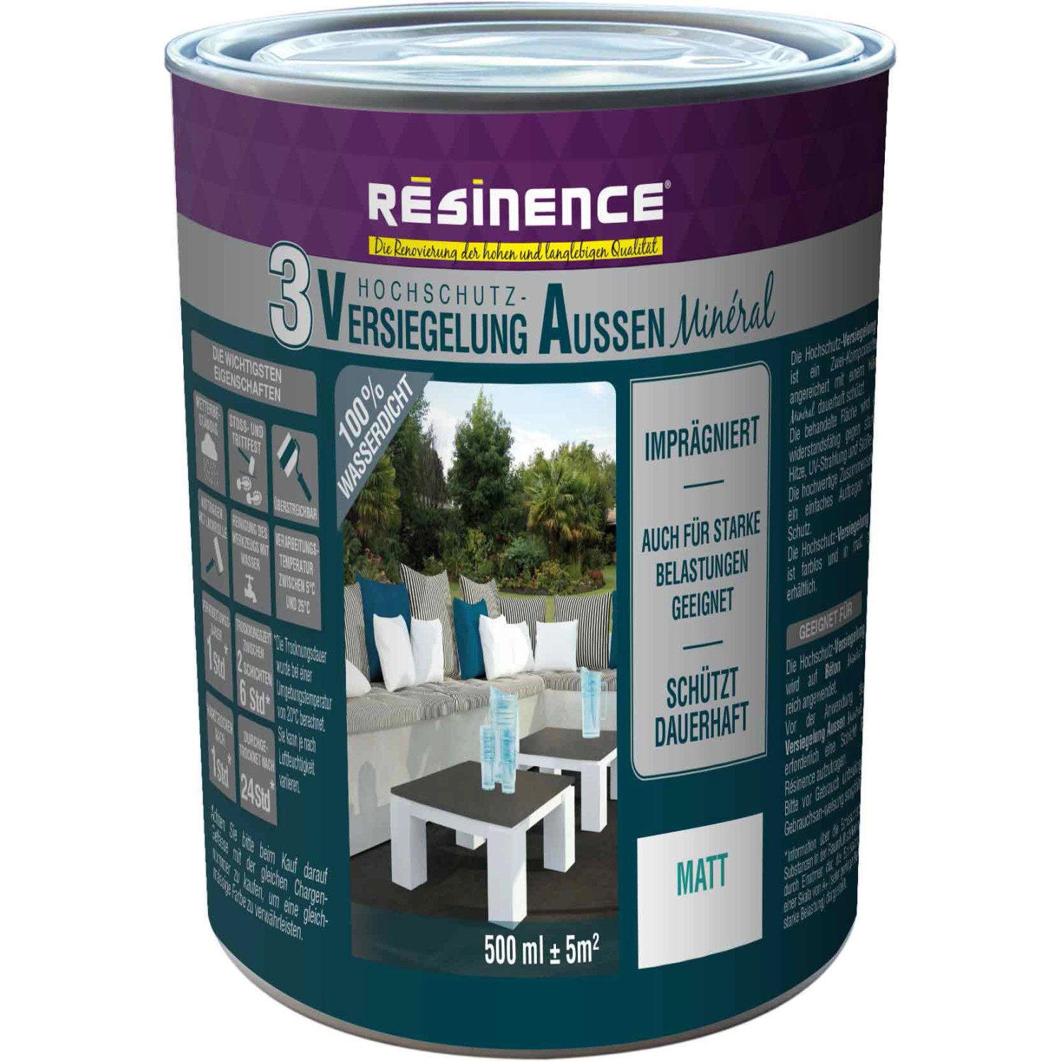 Resinence Versiegelung Mineral 2K Außen Matt 500 ml