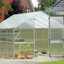 KGT Gewächshaus Orchidee, 12,74 m², Alu blank, mit geöffneter Tür und Pflanzen.