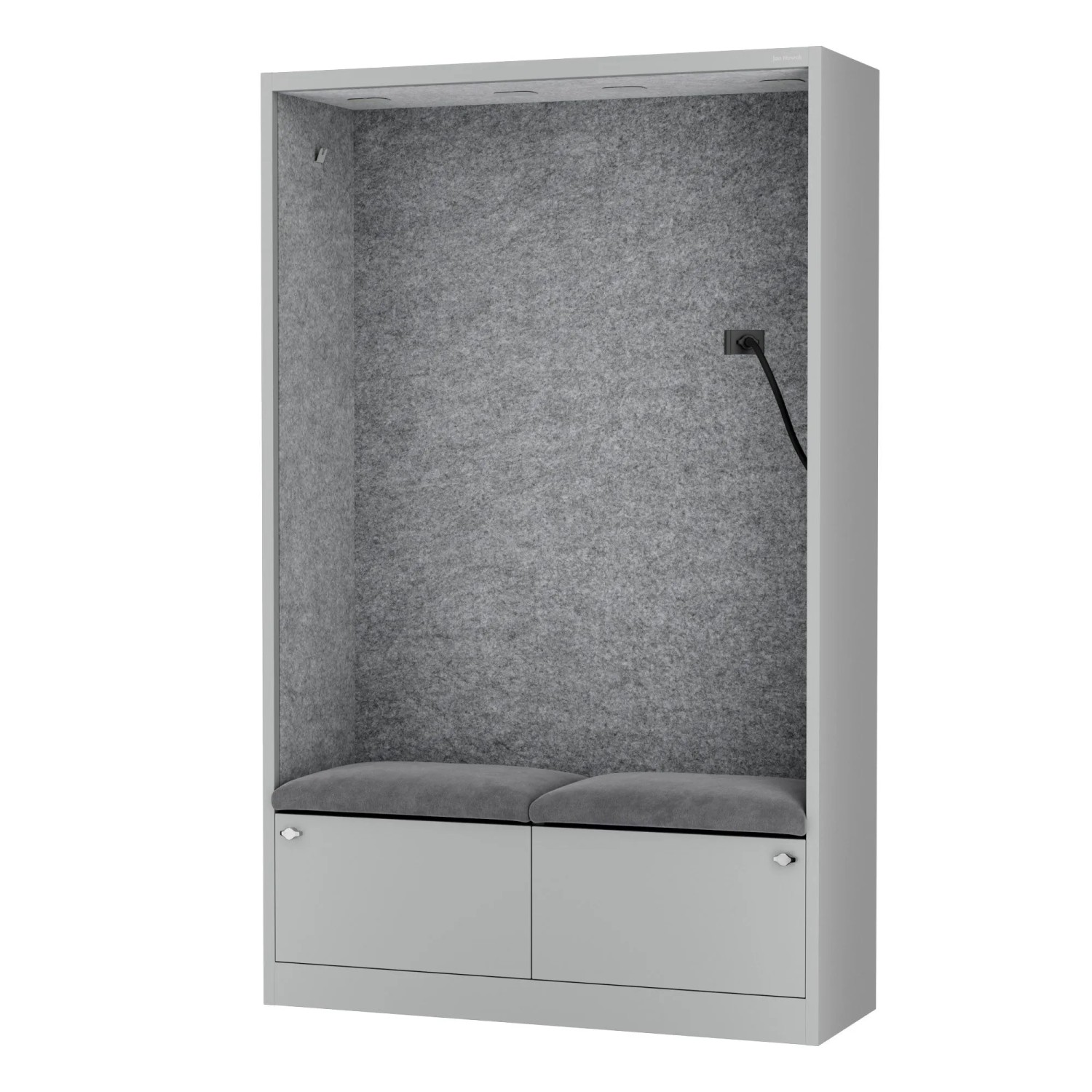 JAN NOWAK Büroschrank mit Gesprächsplatz SALLY Akustische Ruhezone MentalBox Grey Fog Grau