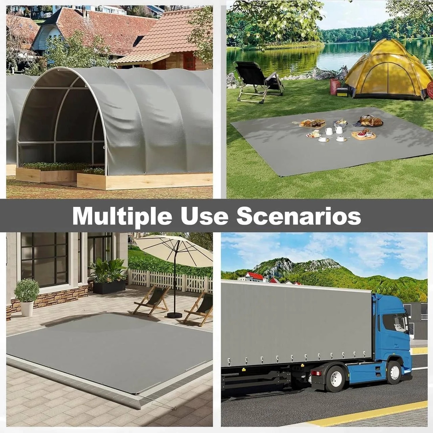 WOLTU Abdeckplane Grau 4x5m: Wasserdichte PE-Plane für Garten, Camping, Pool und LKW.