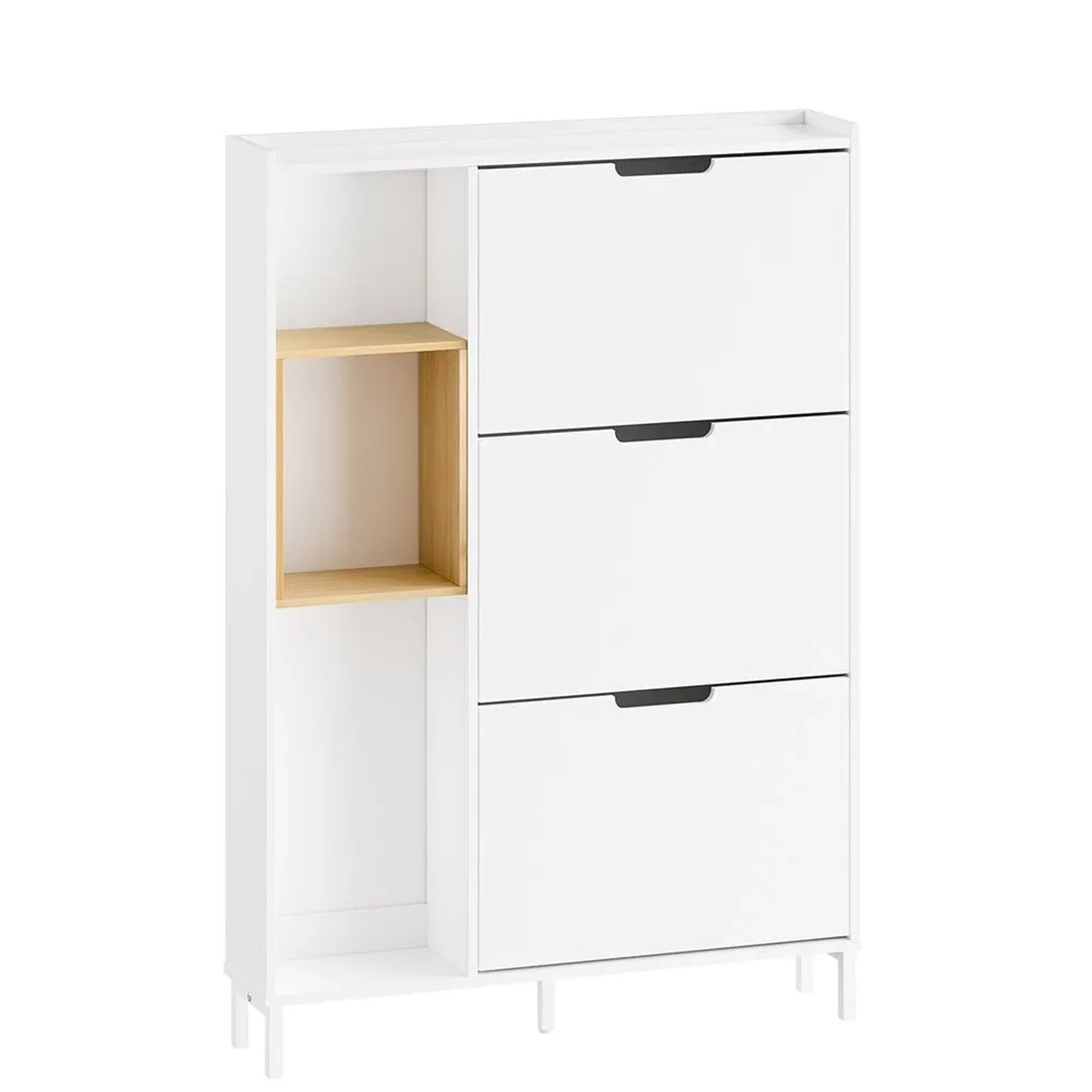 SoBuy Schuhschrank Schmal Schuhkommode mit 3 Klappen Schuhregal Weiß 90x129 günstig online kaufen