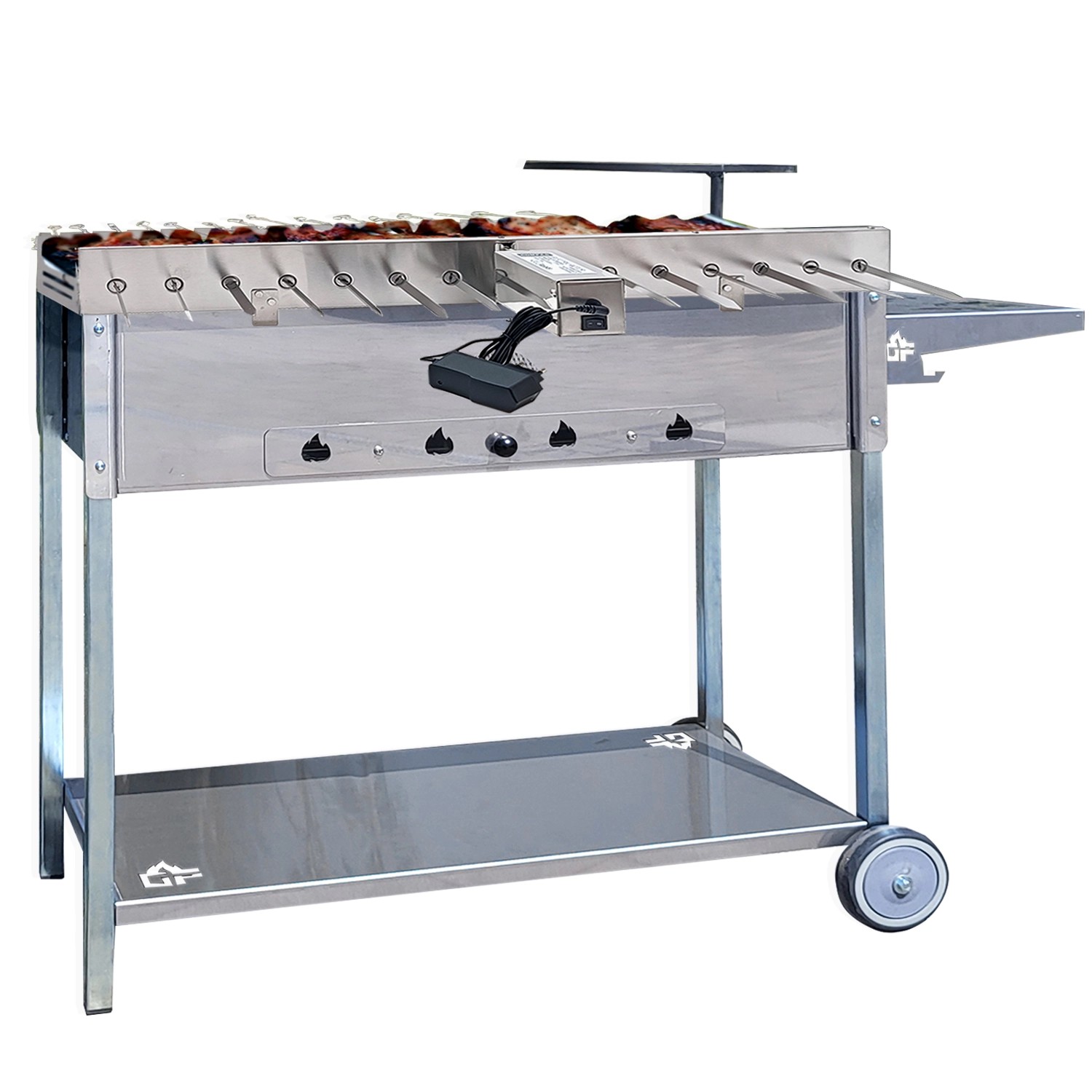 Grillpeter Mangal Batyr Deluxe mit Spießdreher 80 cm für15 Spieße Edelstahlmotor